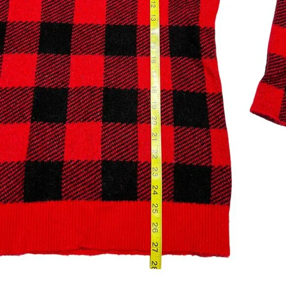 Women's Loft Buffalo Check Sweater Black/Red Size Small - Picture 4 of 6
